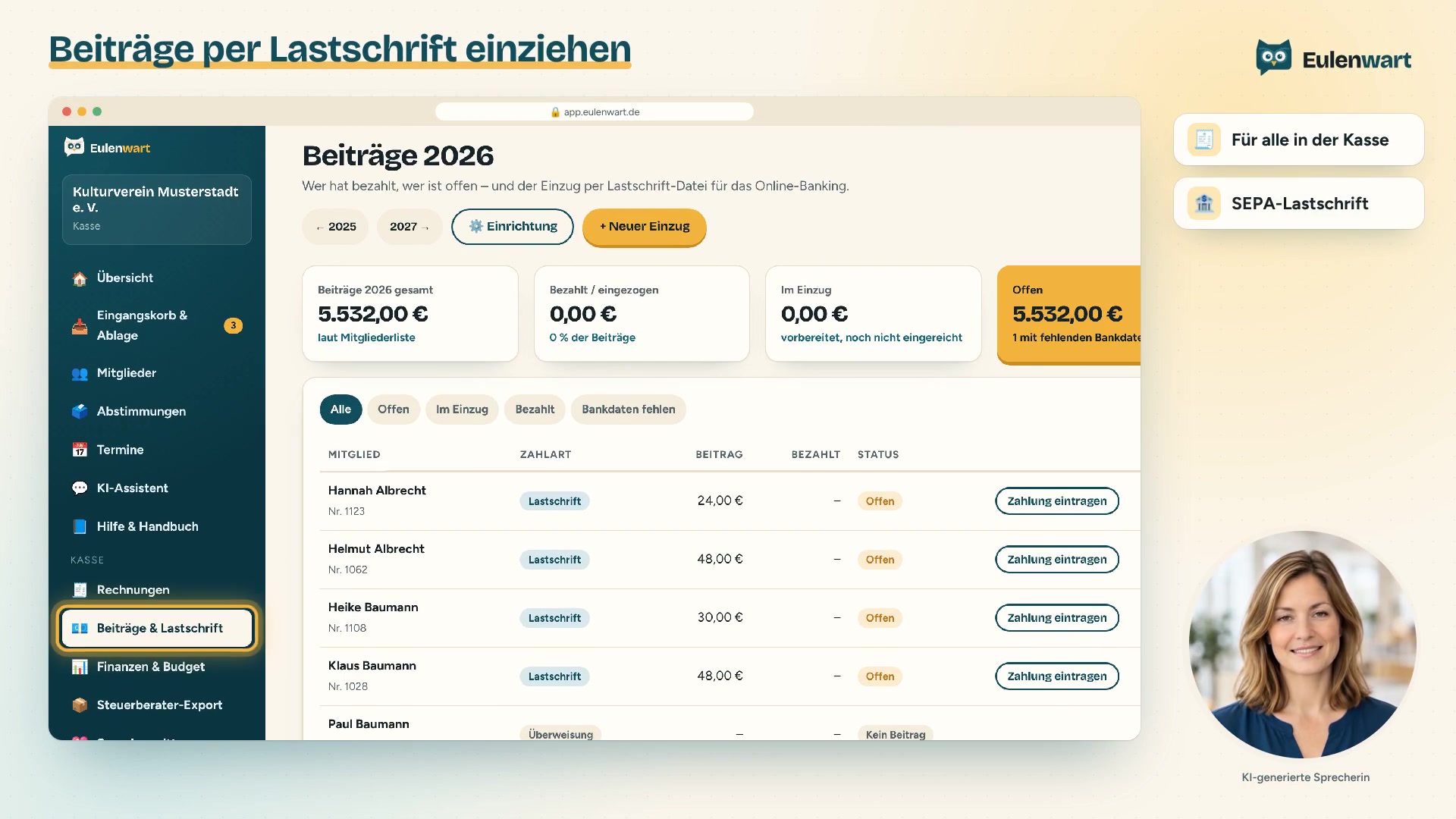 Vorschaubild: Beiträge per Lastschrift einziehen